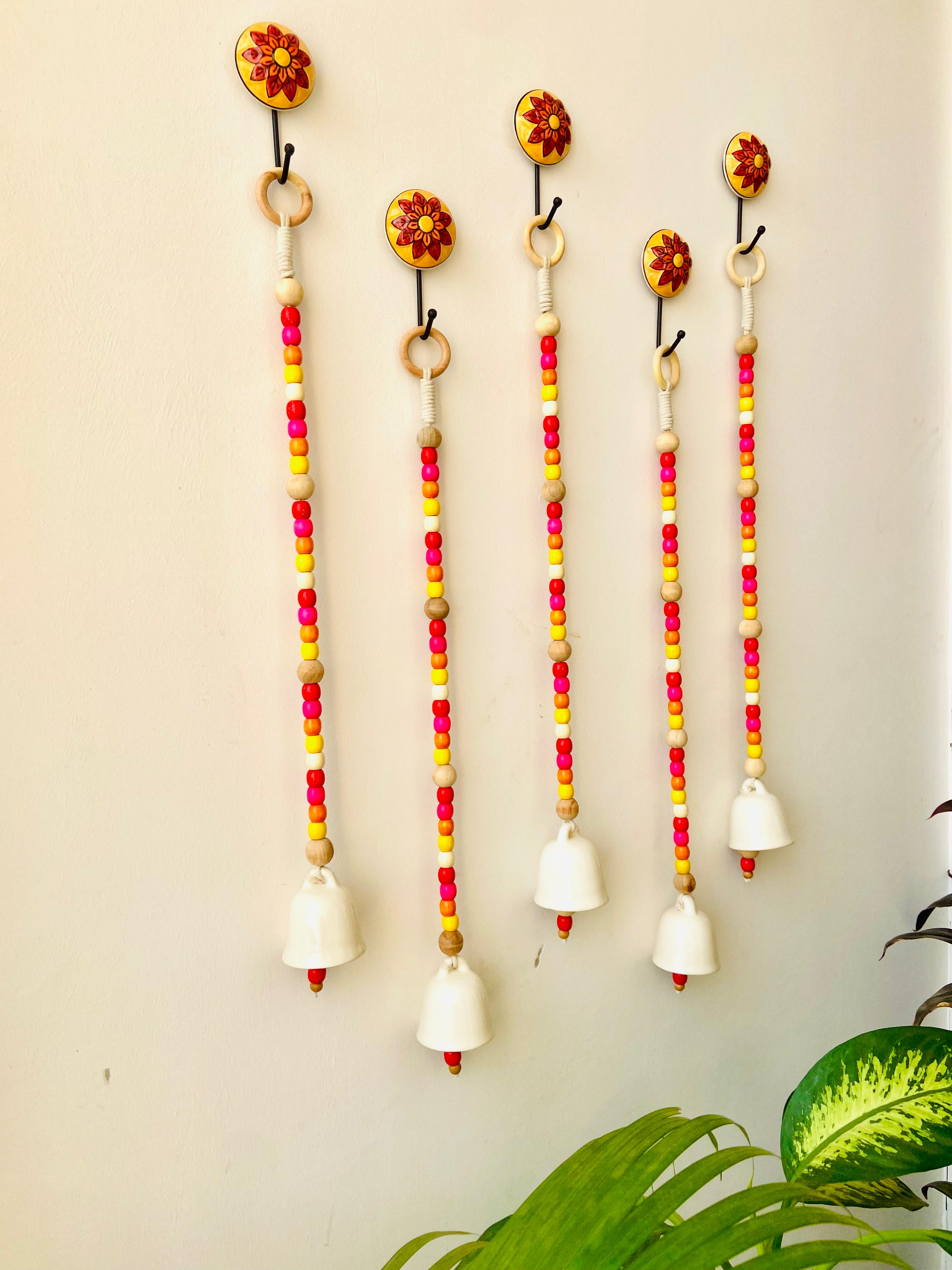 Set Of Five | Colourful Ceramic Backdrop Set | With Ceramic Wall Hook