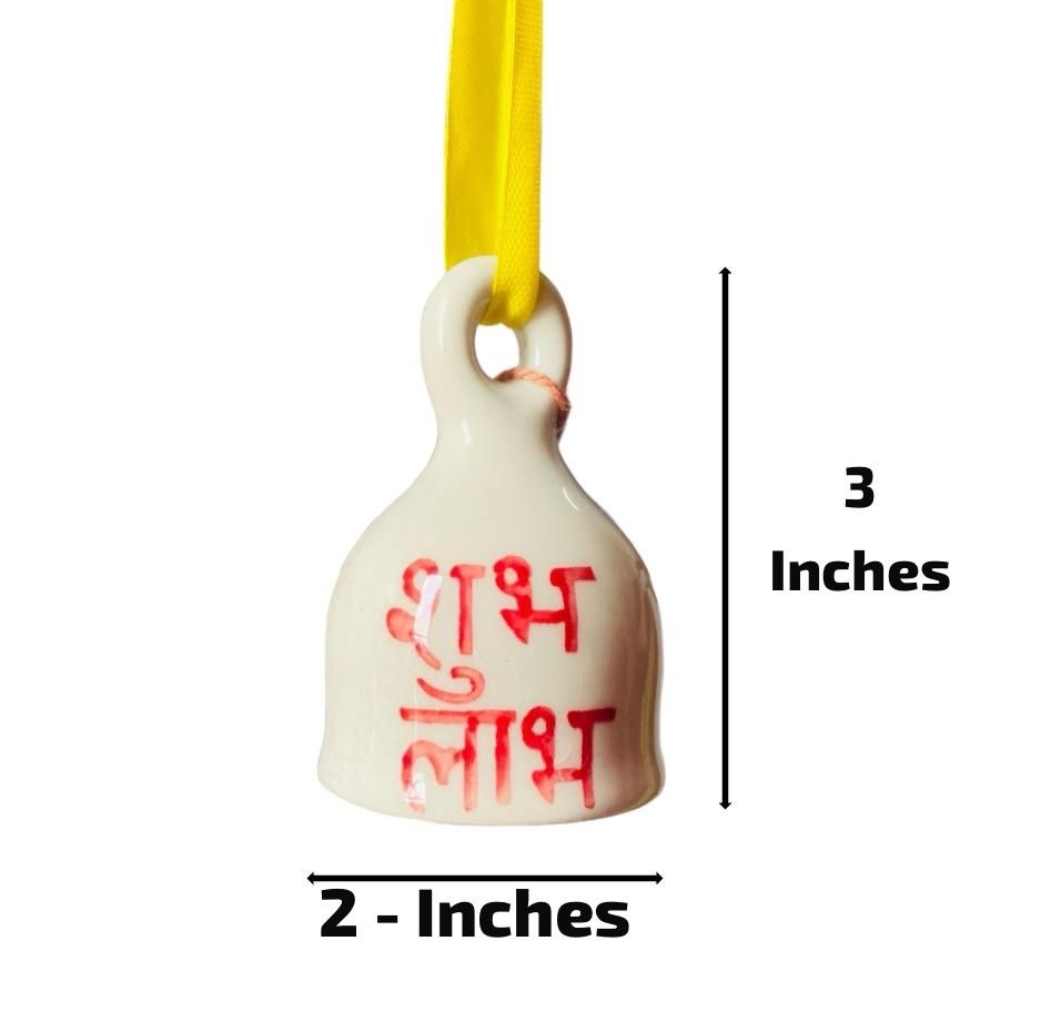 Shubh Labh Ceramic Bell | Hand Painted 3 Inch (Small)