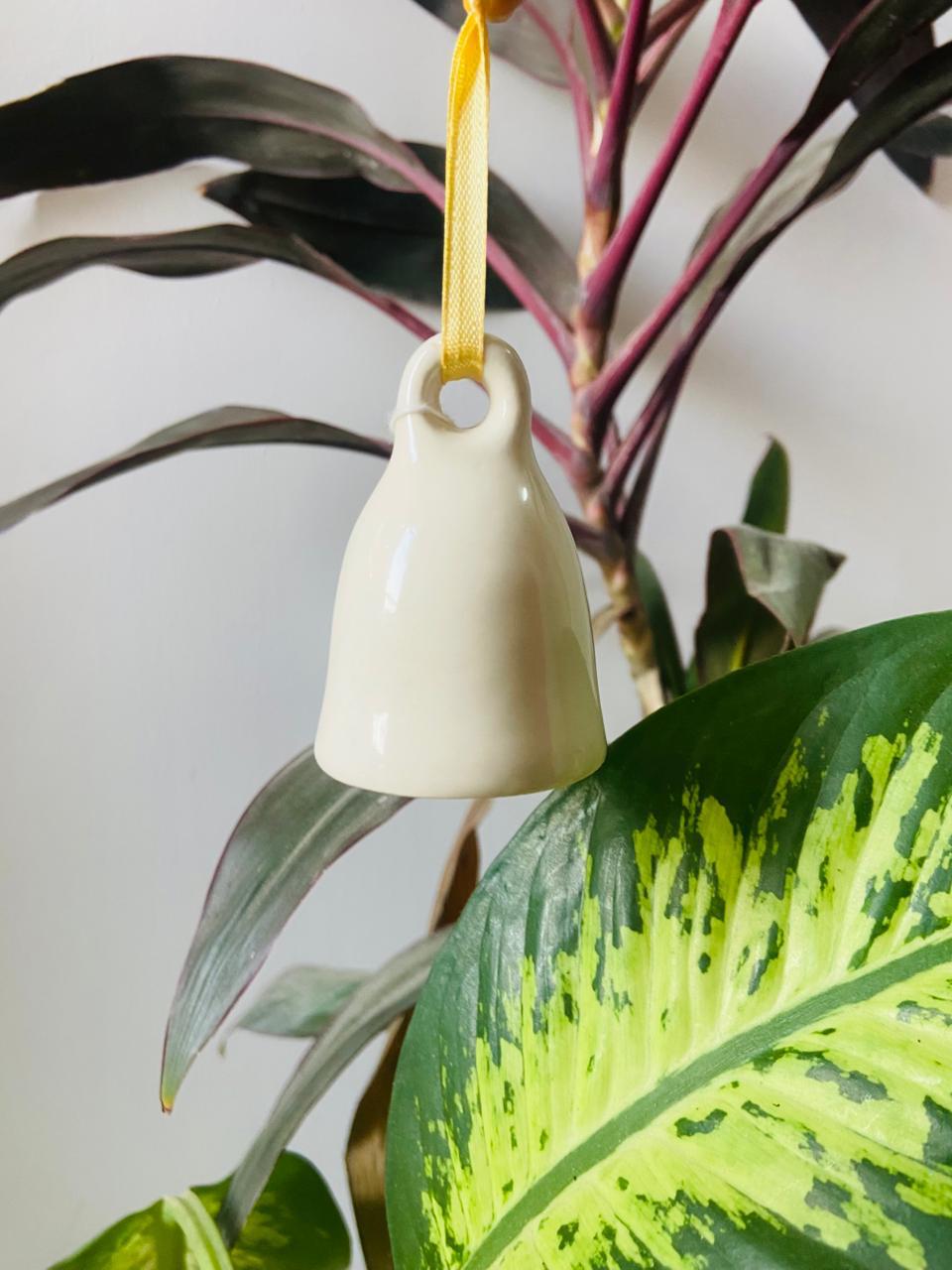 Plain White Ceramic Bell - 3 Inch Small Size