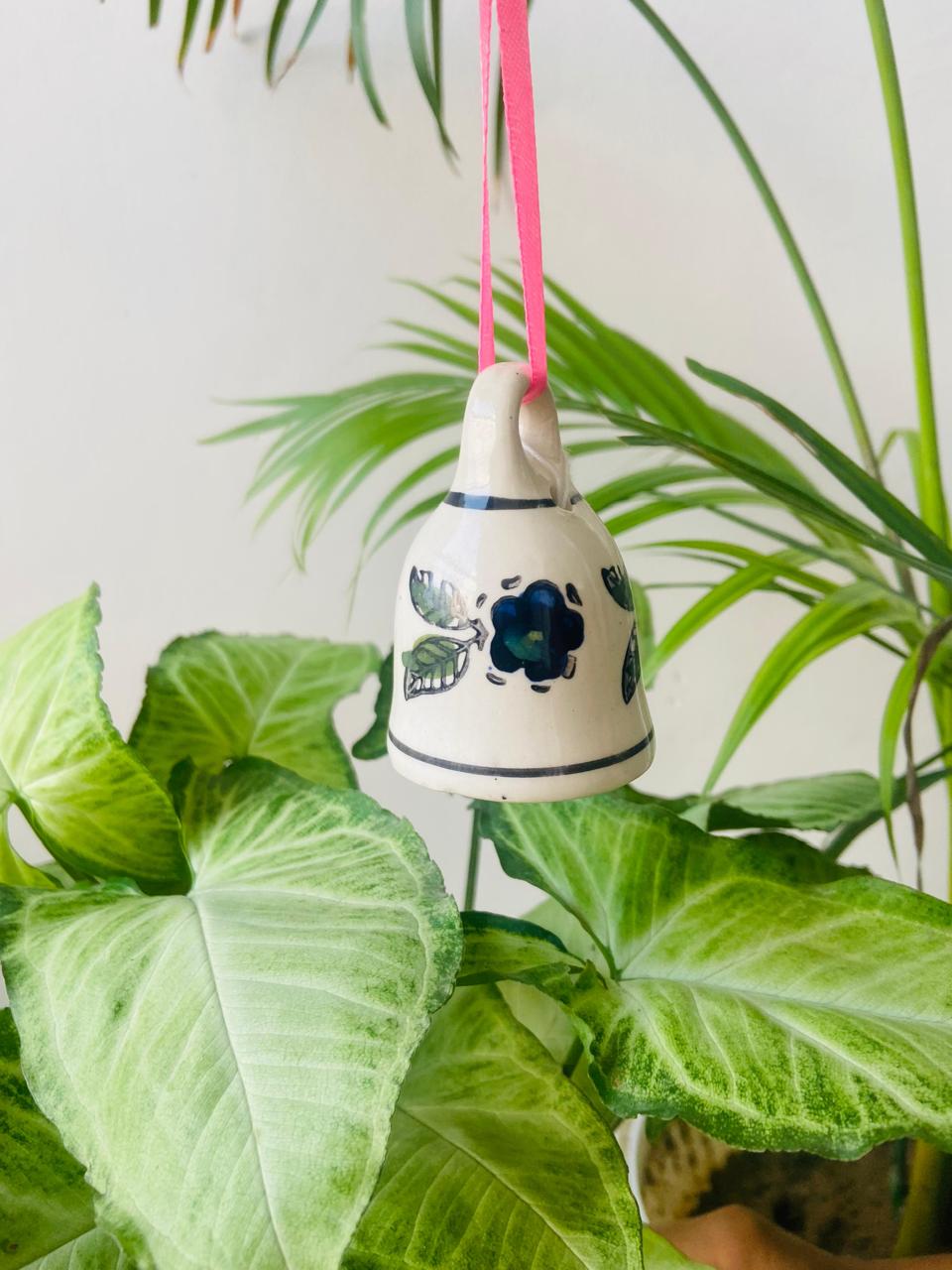 Blue Flower Ceramic Bell | Size 3 Inch (Small)
