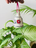 Floral Red Flower Ceramic Bell Size 3 Inches (Small)
