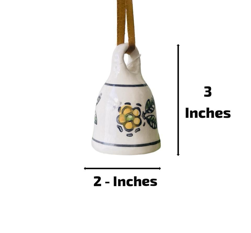 Yellow Flower Ceramic Bell - 3 Inch Small