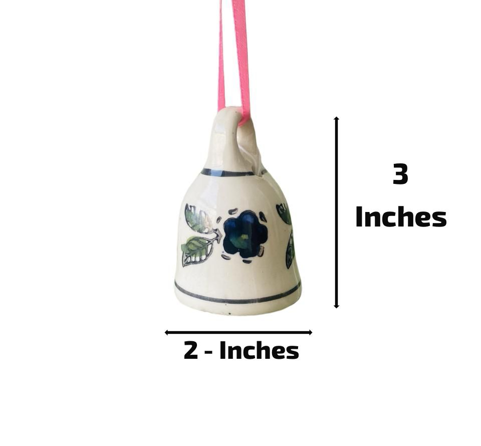 Blue Flower Ceramic Bell | Size 3 Inch (Small)