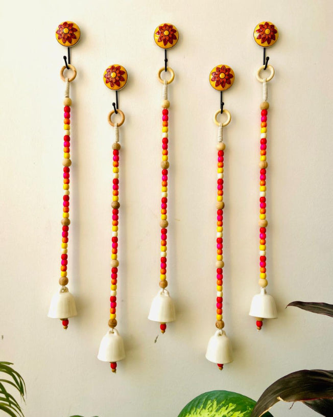 Set Of Five | Colourful Ceramic Backdrop Set | With Ceramic Wall Hook