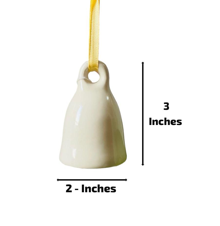 Plain White Ceramic Bell - 3 Inch Small Size