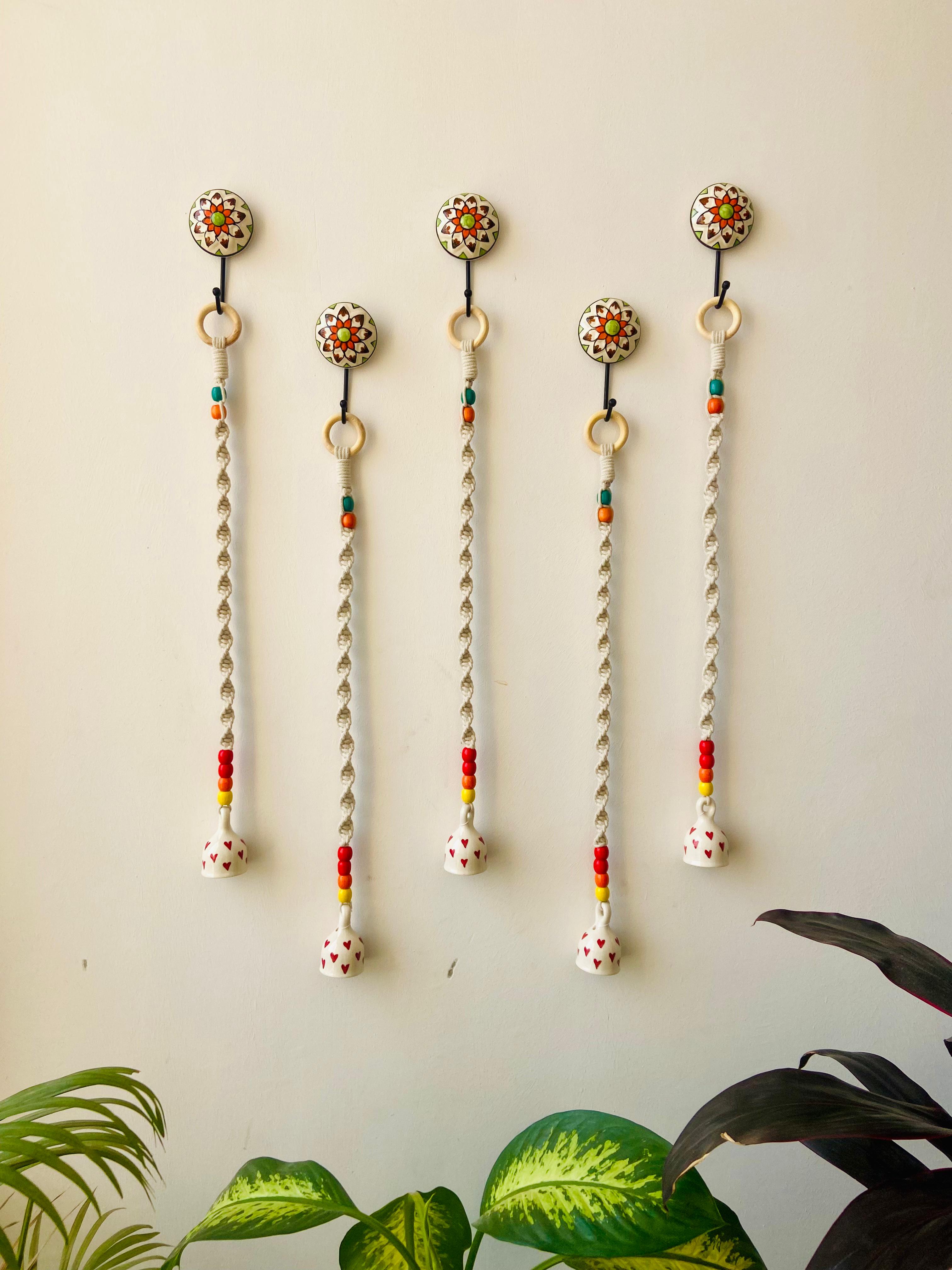 SweetHeart Ceramic Bells Chime Backdrop | Set Of Five