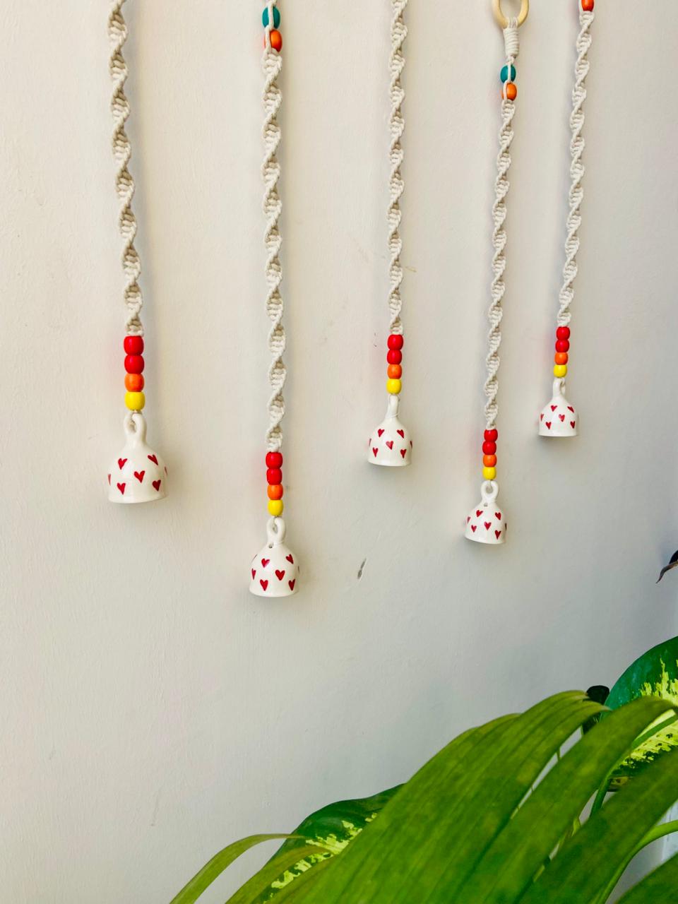 SweetHeart Ceramic Bells Chime Backdrop | Set Of Five