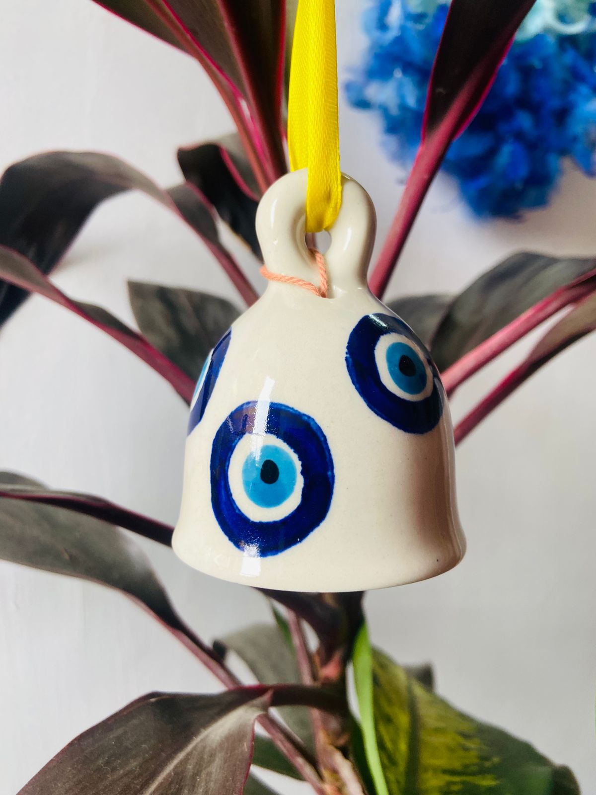 Evil Eye Ceramic Bell - Hand Painted Medium (4 Inches) | Home Décor & Return Gift