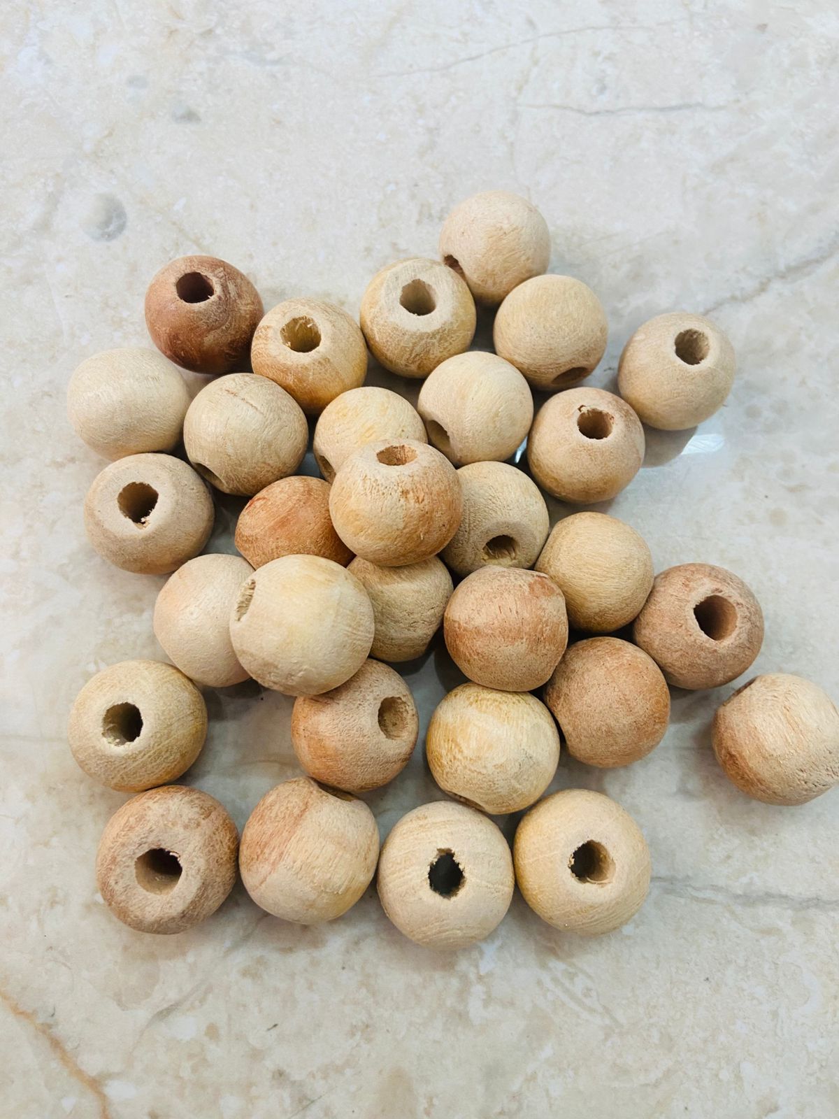Premium Round Wooden Beads - Natural Craft Beads (Pack of 10)