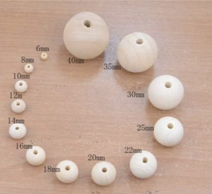Premium Round Wooden Beads - Natural Craft Beads (Pack of 10)