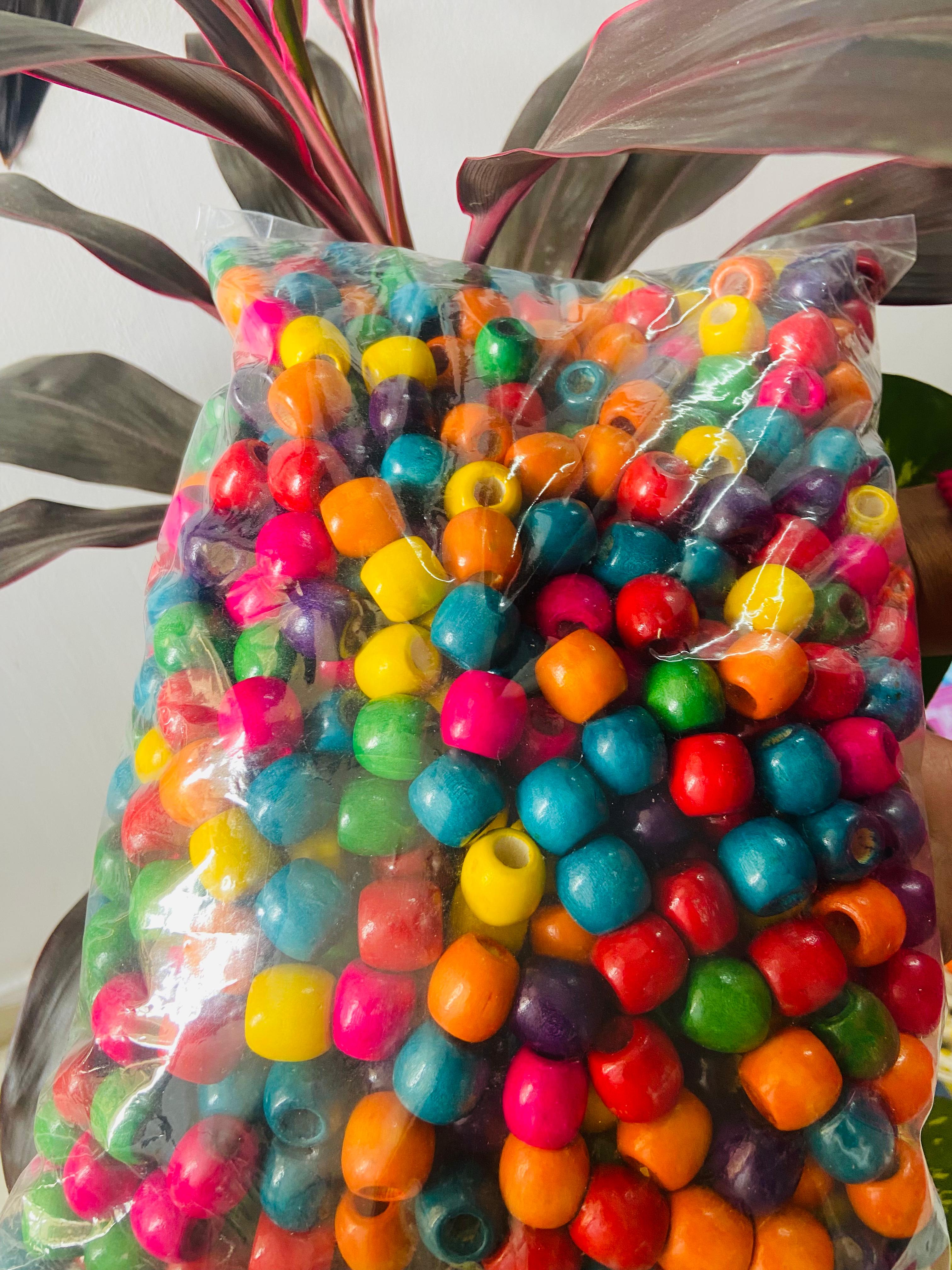 Colorful Wooden Beads 16-17mm - Rainbow Craft Beads Bulk Pack (900g, 570-600 Pcs)