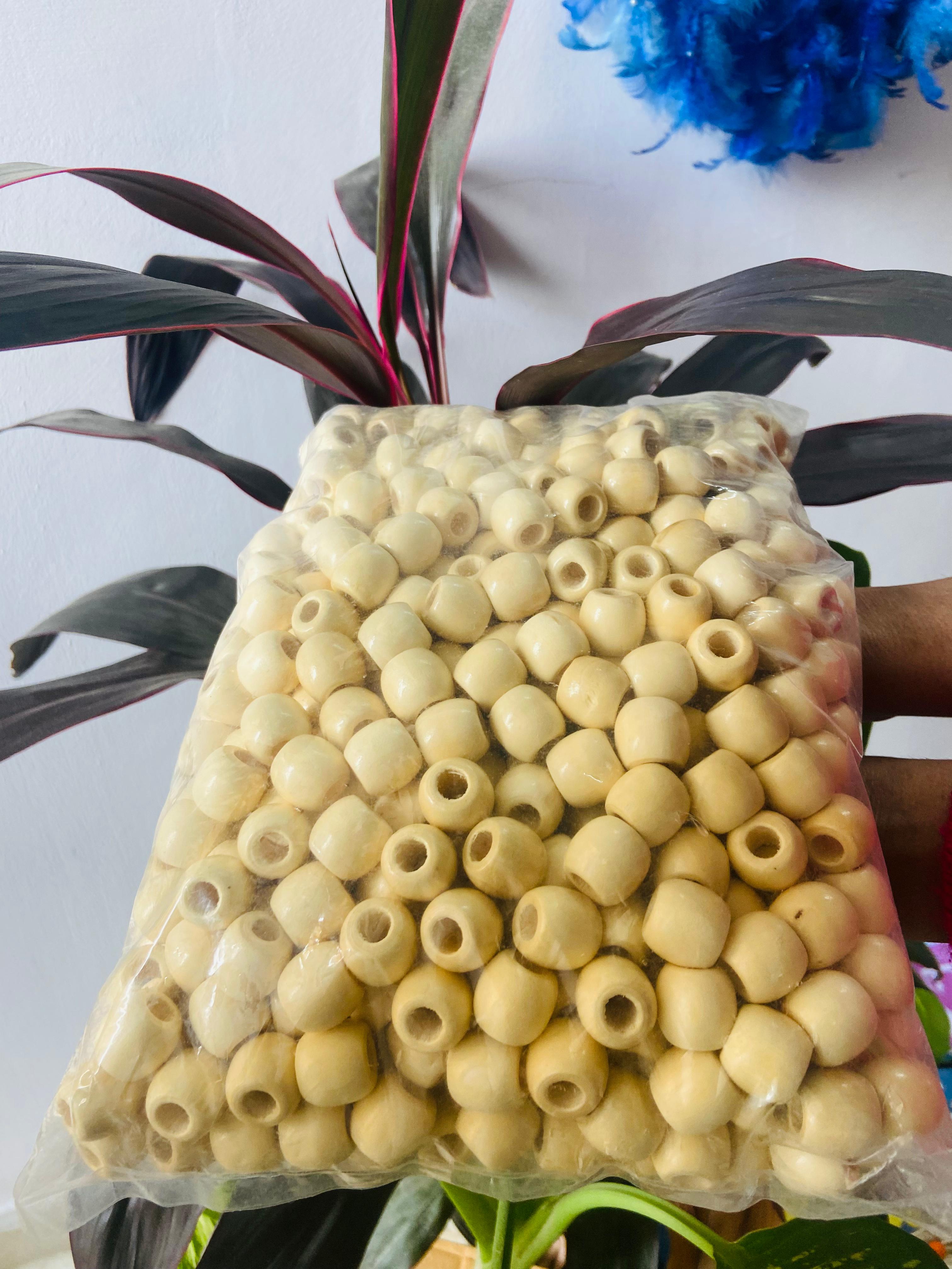 Cream White Wooden Beads 16-17mm - Natural Craft Beads Bulk Pack (900g, 570-600 Pcs)