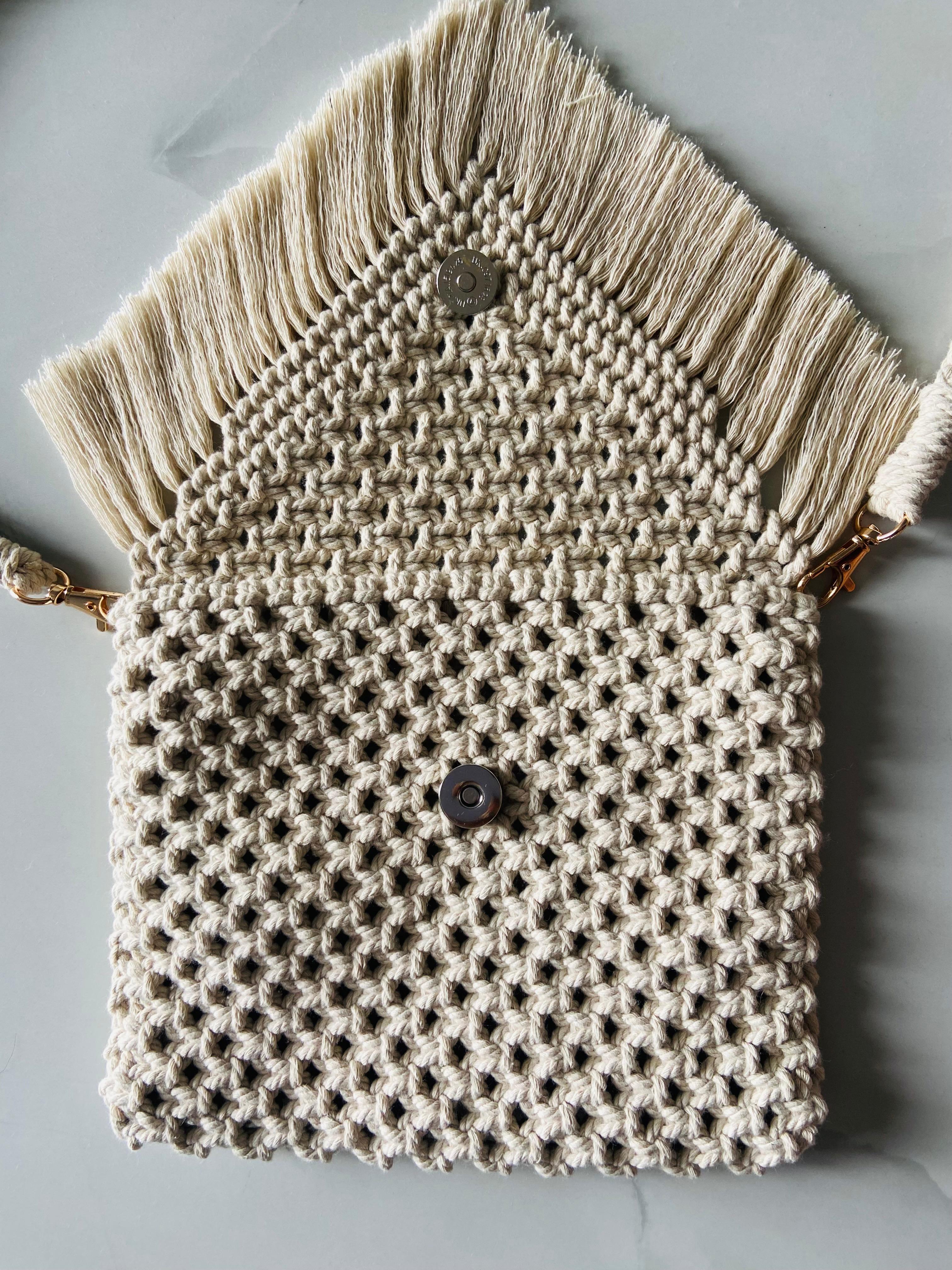 Handcrafted Boho Macrame Sling Bag  Premium Cotton Thread | Perfect for Beach & Day Outings