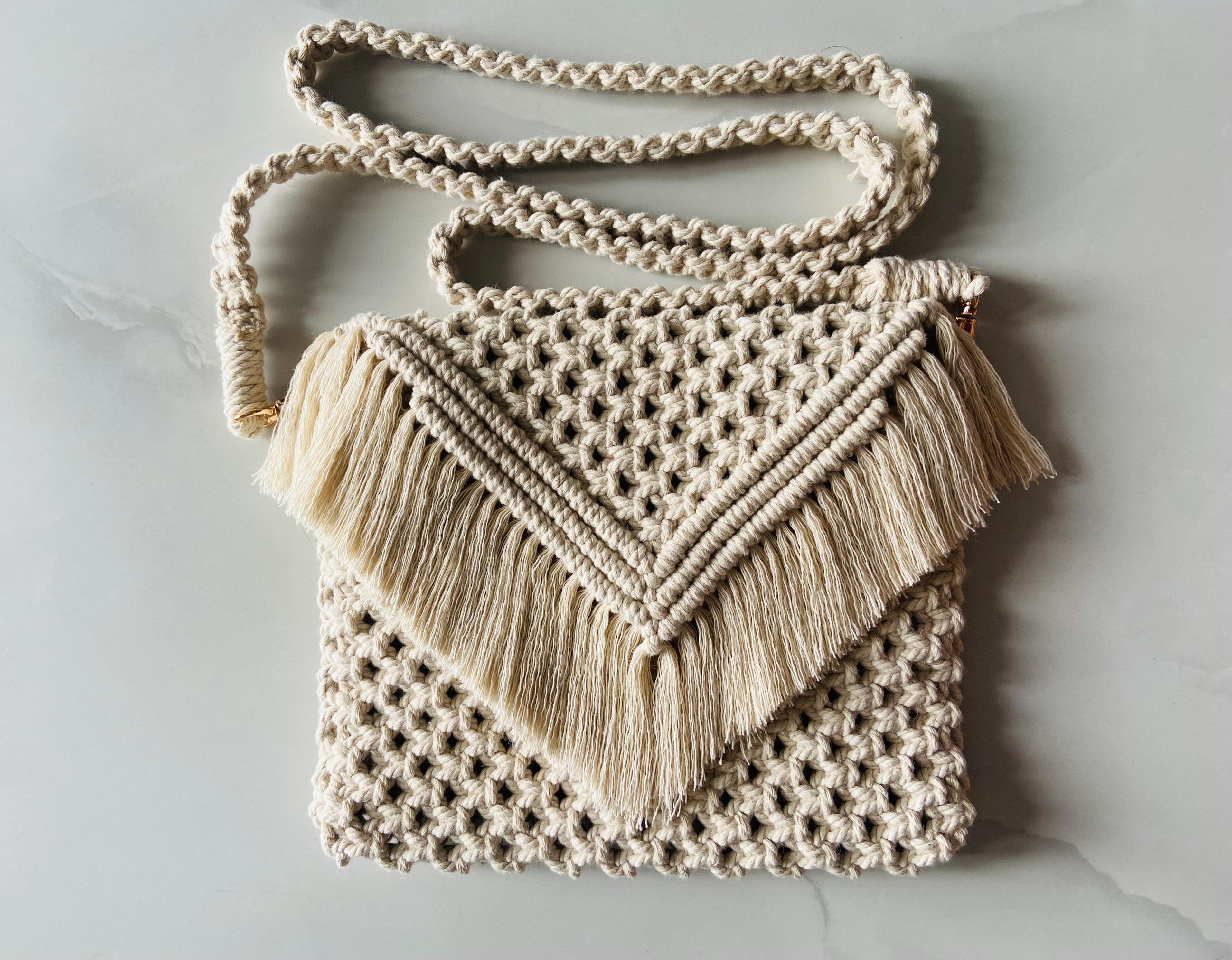 Handcrafted Boho Macrame Sling Bag  Premium Cotton Thread | Perfect for Beach & Day Outings
