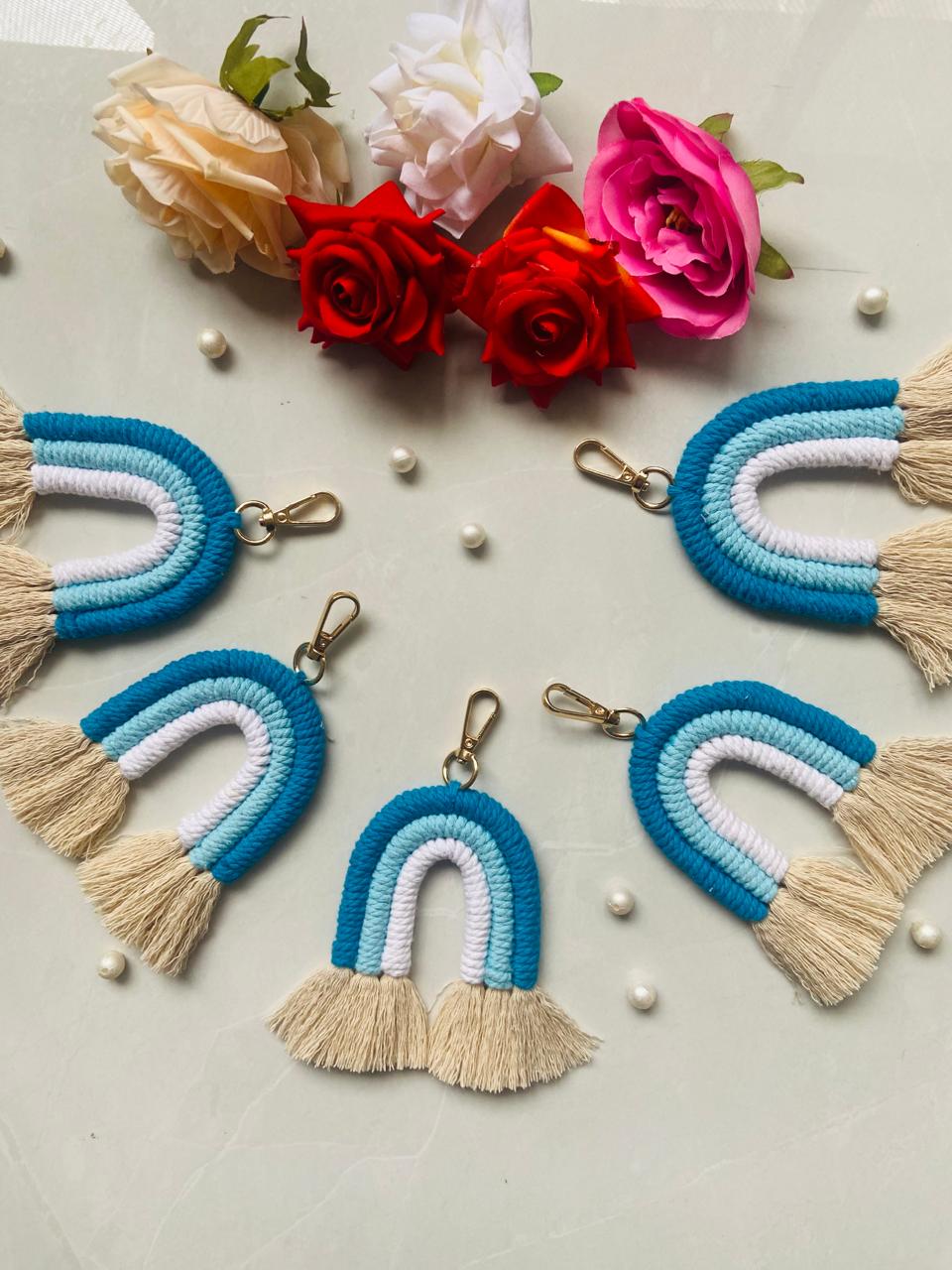 Macrame Rainbow Keychain | Bag Charm (Pack Of 1 Piece)