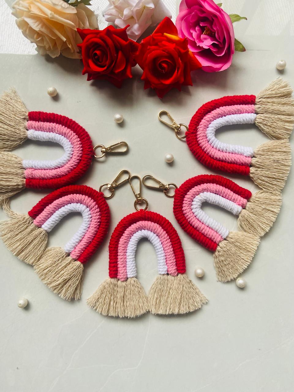 Macrame Rainbow Keychain | Bag Charm (Pack of 1 piece)