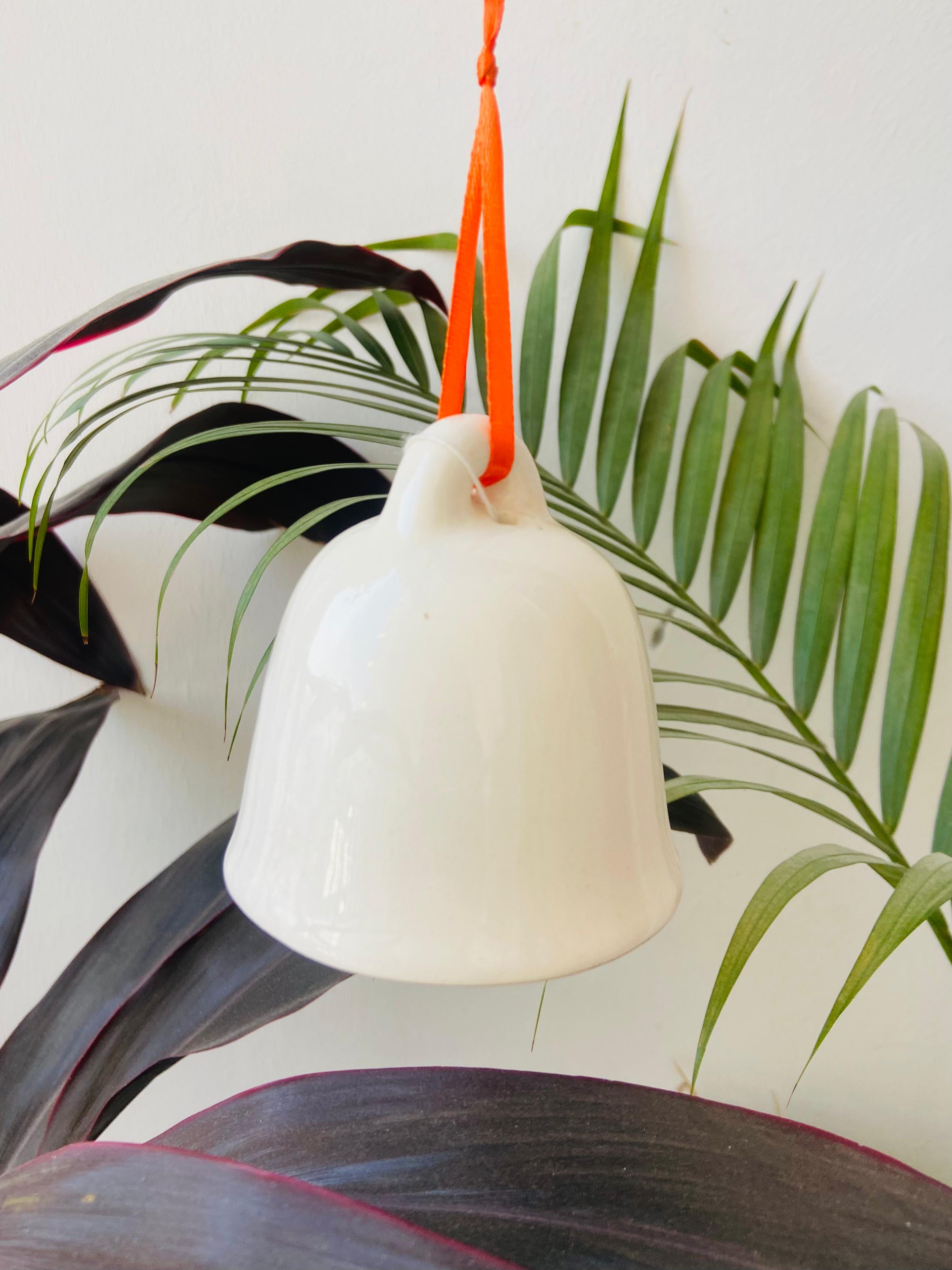 White Ceramic Bell - Medium 4 Inch | DIY Craft