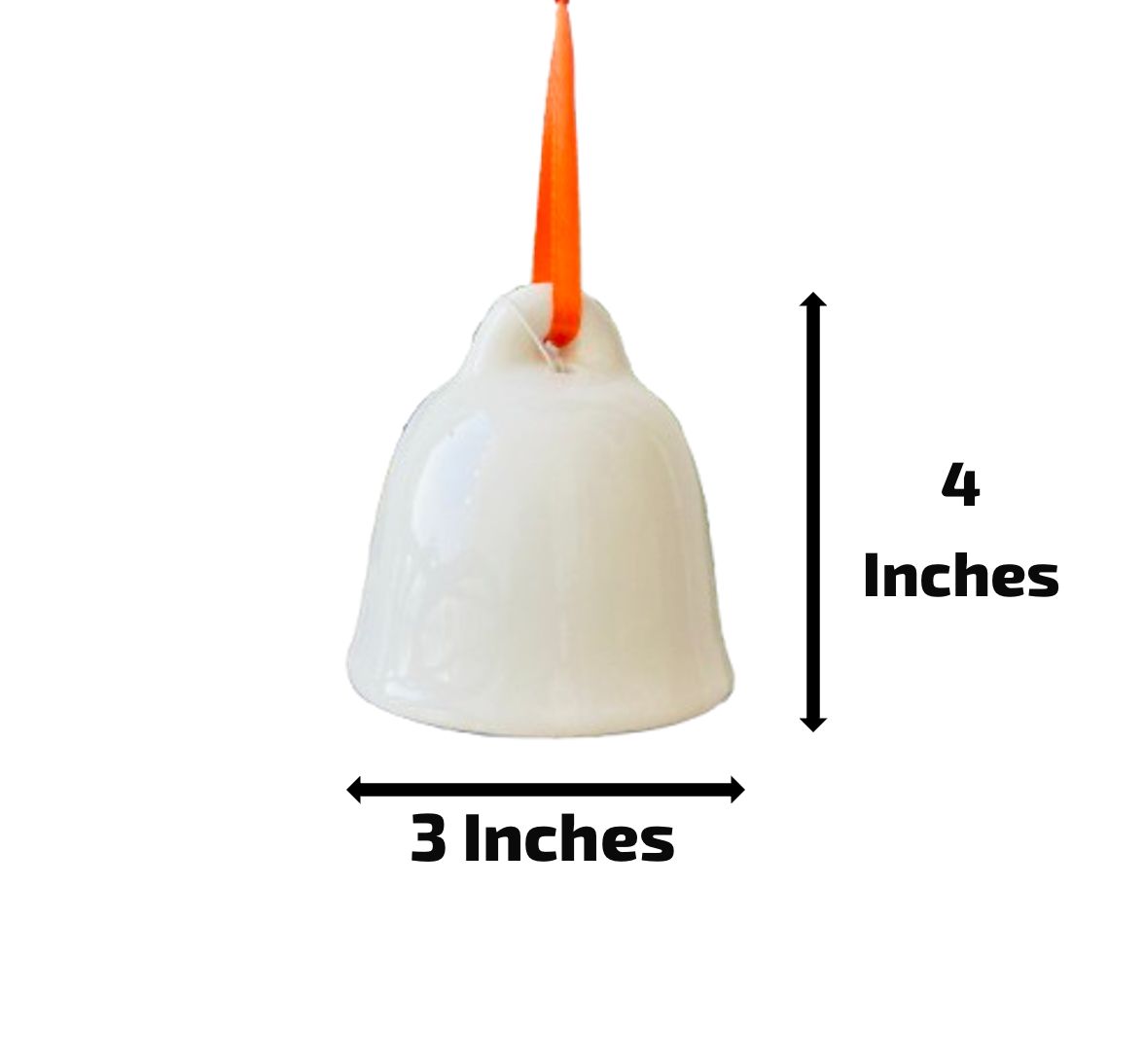 White Ceramic Bell - Medium 4 Inch | DIY Craft
