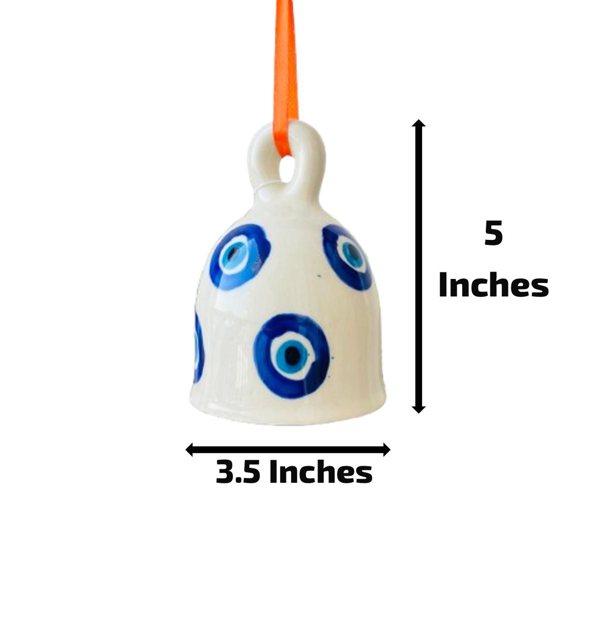 Hand-Painted Evil eye Ceramic Bell - Large 5 Inch