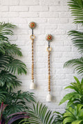 Ivory Temple Chimes | Set of 2 | Ceramic Macrame Bells with Wooden Beads