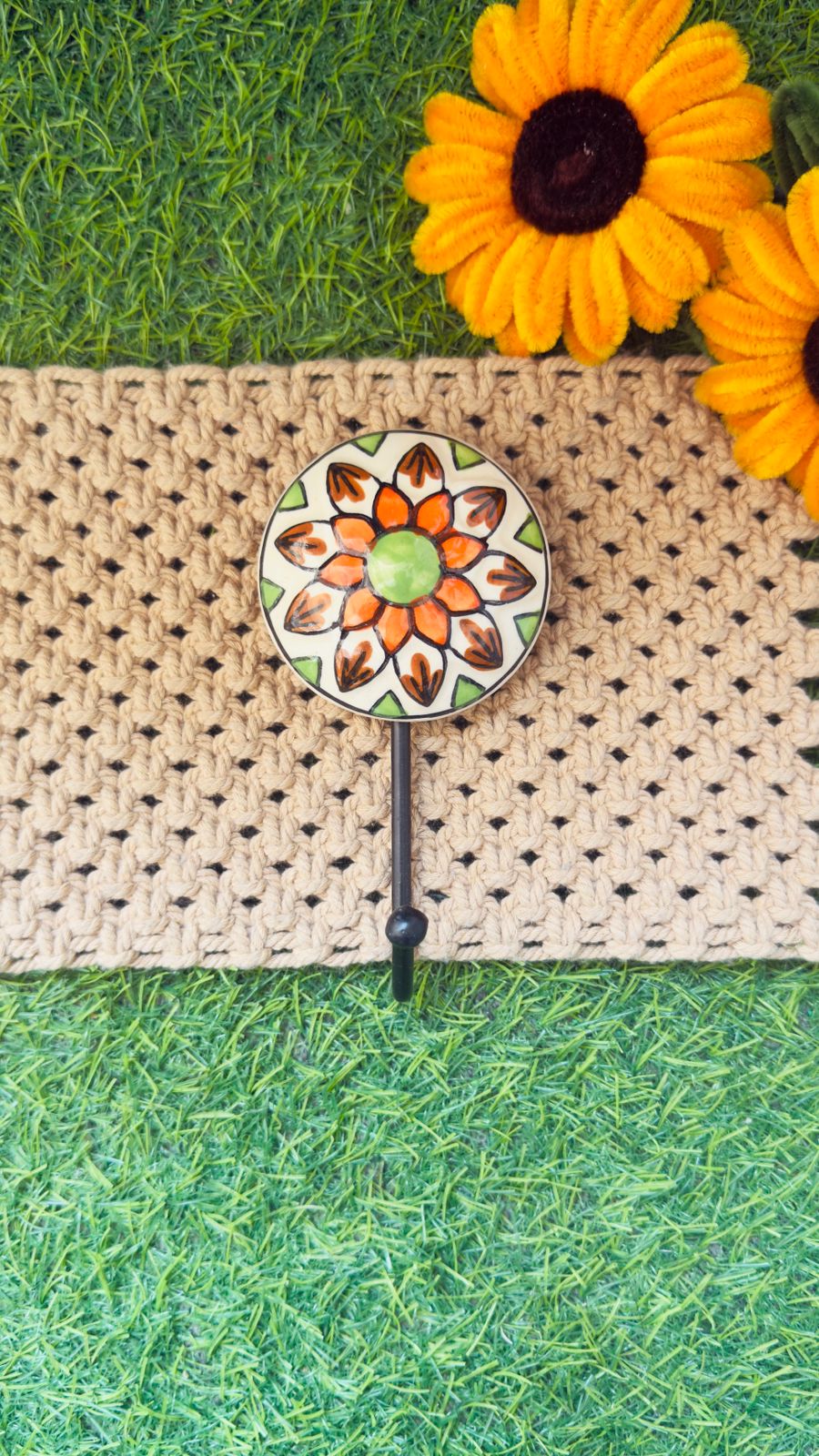 Handcrafted Ceramic Wall Hook - 3" Decorative Home Organizer