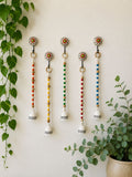 Handmade Ivory Ceramic Beaded Bells – Set of 5 (Multicolor)
